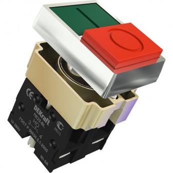 Переключатель DEKRAFT I-O BL ?22 мм Цвет:зеленый-красный 220В ПЕ-2