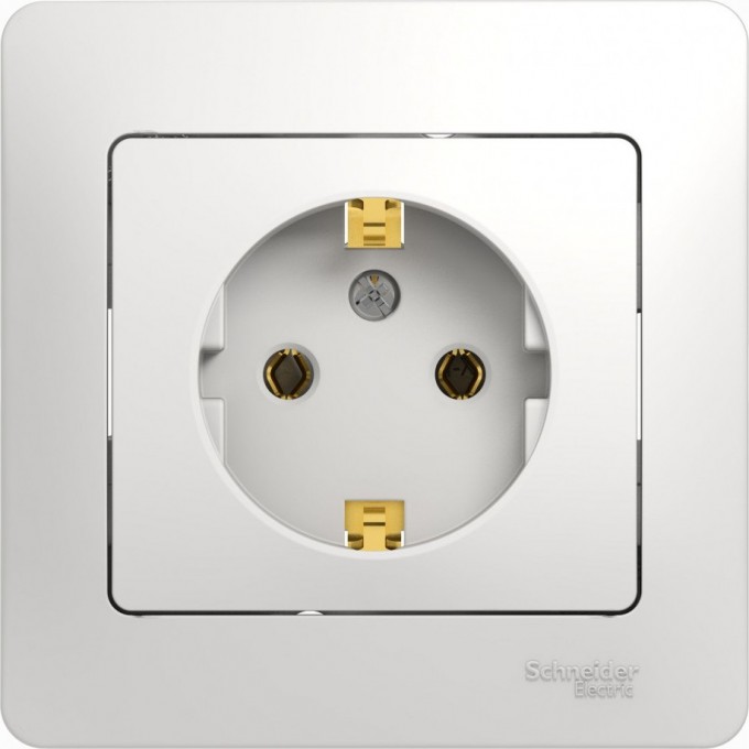 Розетка SCHNEIDER ELECTRIC GLOSSA с заземлением, в сборе, белый GSL000142