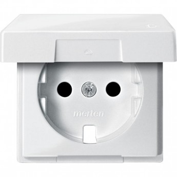 Центральная плата SCHNEIDER ELECTRIC MERTEN с крышкой для механизма розетки, со шторками, ПОЛ.БЕЛЫЙ, SM