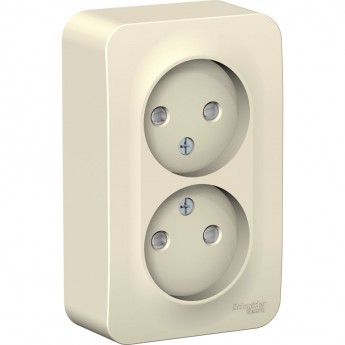 Розетка двойная SCHNEIDER ELECTRIC BLANCA без заземления, со шторкой, с изолирующей пластиной, 16А, 250В, молочный