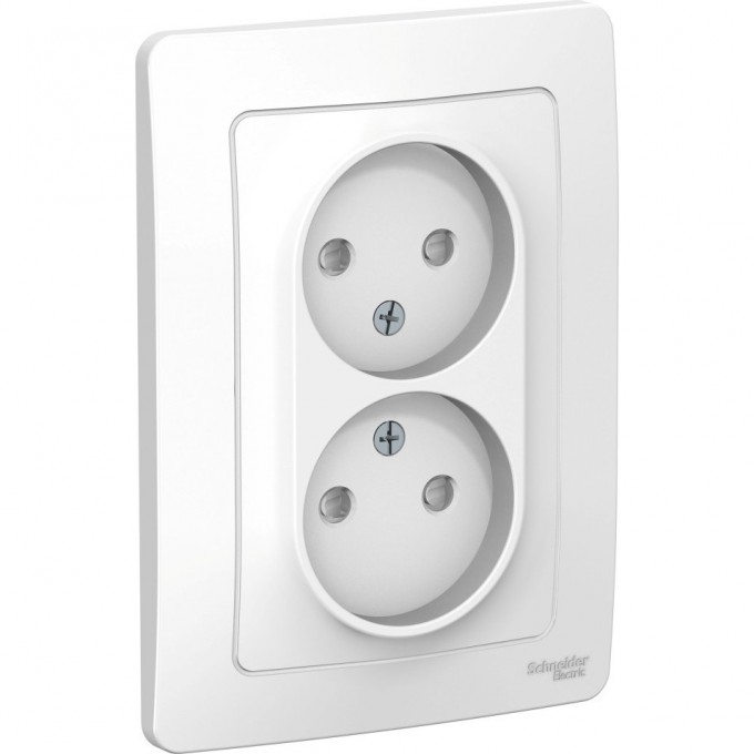 Розетка двойная SCHNEIDER ELECTRIC BLANCA с/у без заземления, со шторками, 16А, 250В, белый BLNRS000121