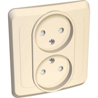 Розетка двойная SCHNEIDER ELECTRIC ЭТЮД С/У без заземления со шторками 16А 250B, кремовый,Россия