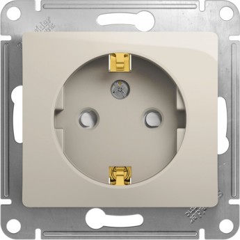 Розетка SCHNEIDER ELECTRIC GLOSSA с заземлением, со шторками, механизм, молочный