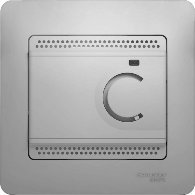 Термостат электрический SCHNEIDER ELECTRIC GLOSSA теплого пола с датчиком,от+5до+50°C,10A,в сборе, АЛЮМИНИЙ GSL000338