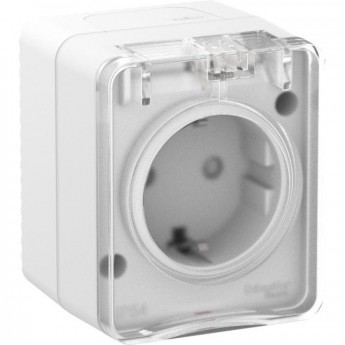 Розетка SCHNEIDER ELECTRIC ATLAS DESIGN PROFI54 1-м ОП 16А IP54 250В с заземл. защ. шторки, бел.