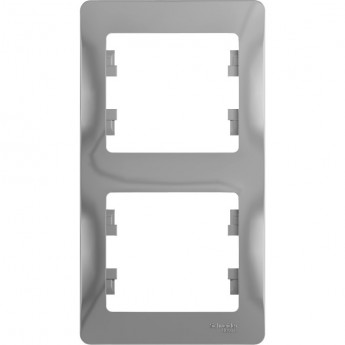 2-постовая рамка SCHNEIDER ELECTRIC GLOSSA, вертикальная, АЛЮМИНИЙ