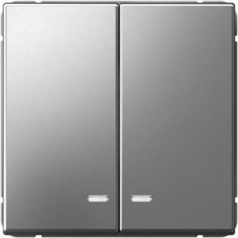 Выключатель 2-клавишный SCHNEIDER ELECTRIC ARTGALLERY GAL000953 (сх. 5а) 10AX с подсветкой механизм, сталь